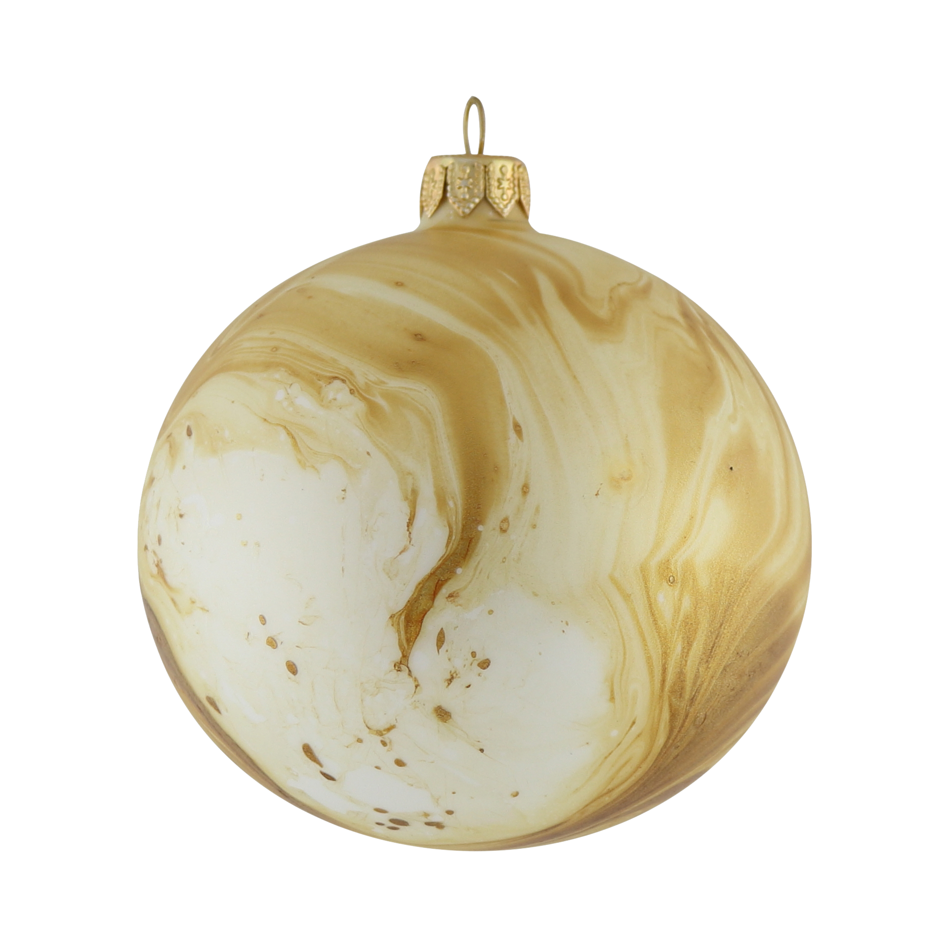 Lustre Gold Marble Bauble, 10cm