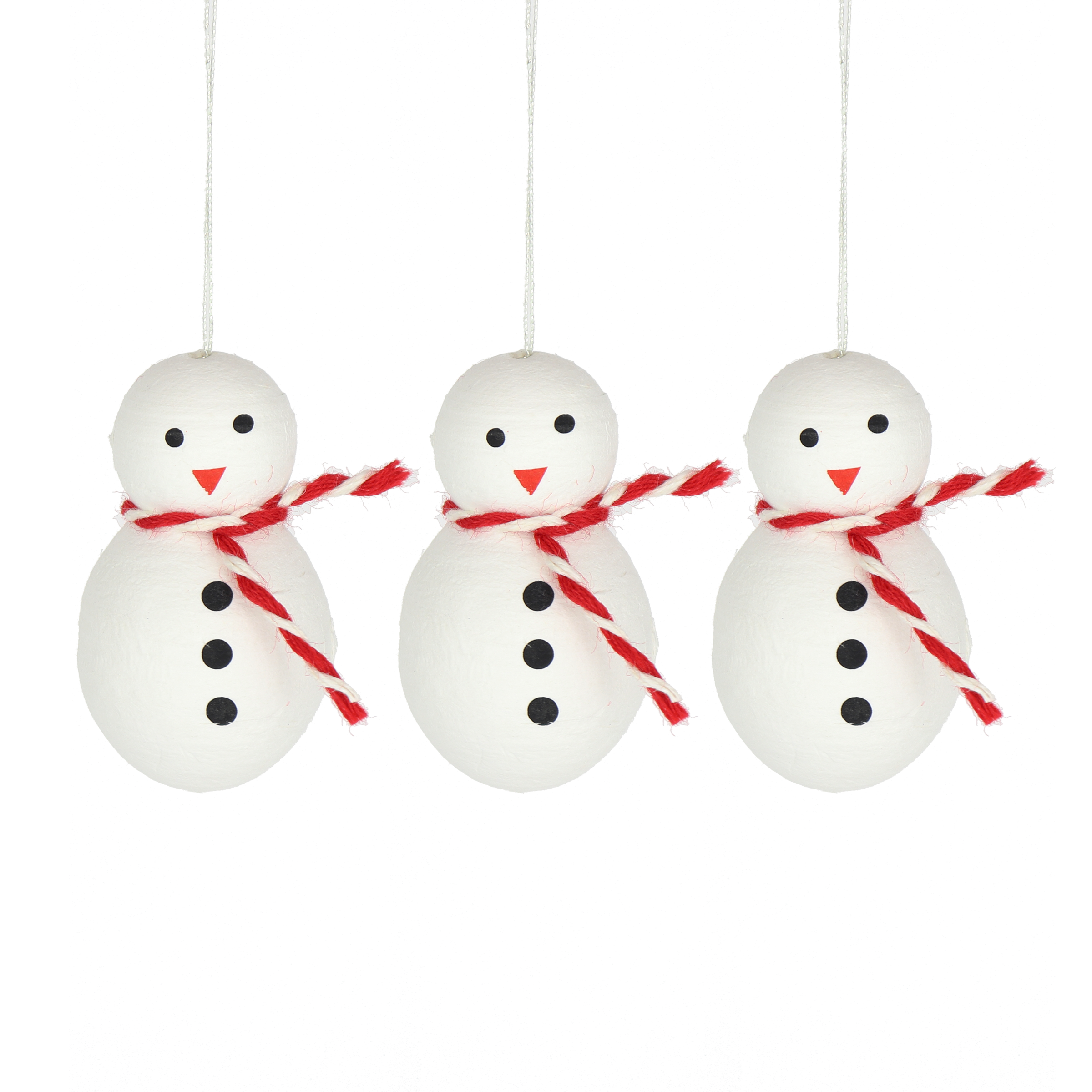 Spun Cotton Snowman Trio, 6cm