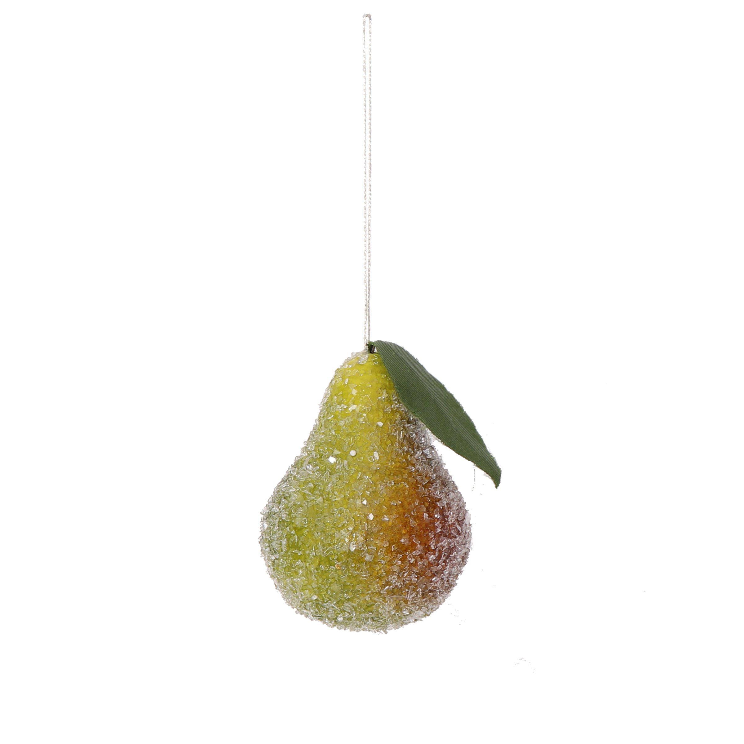 Spun Cotton Frosted Pear Decoration, 6cm