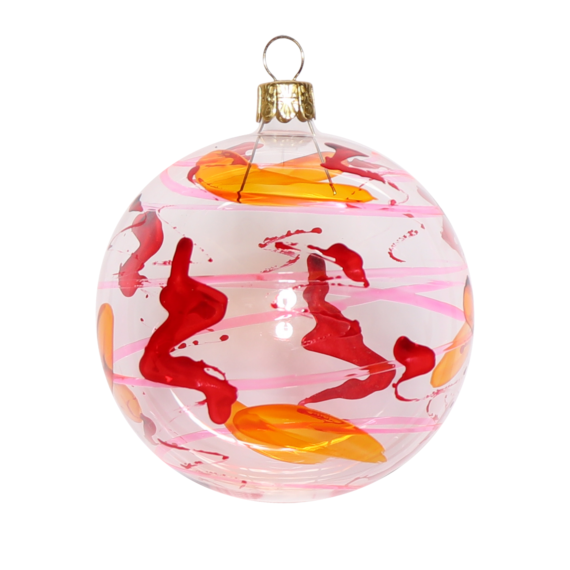 Splatter Pink & Orange Bauble, 8cm