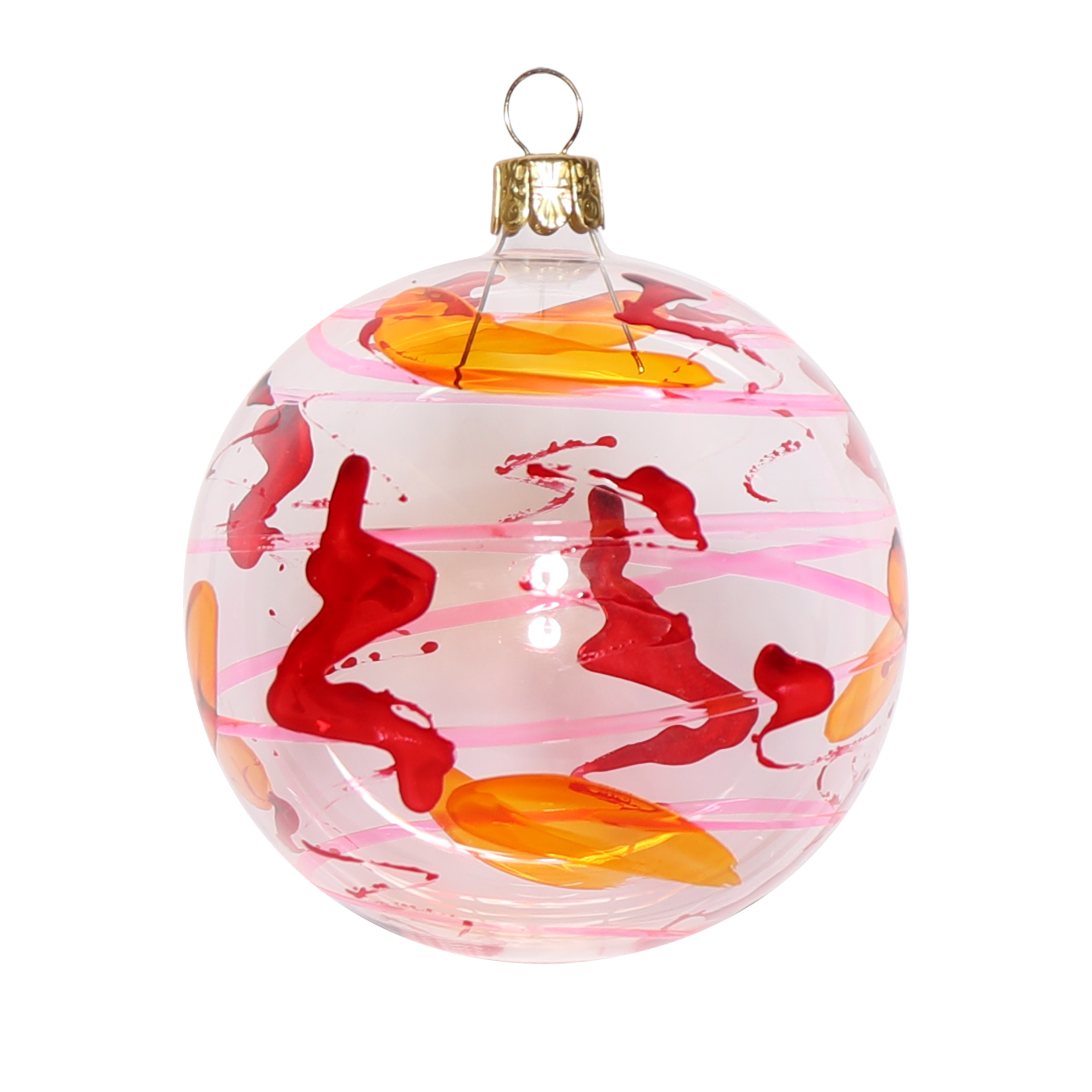 Splatter Pink & Orange Bauble, 8cm